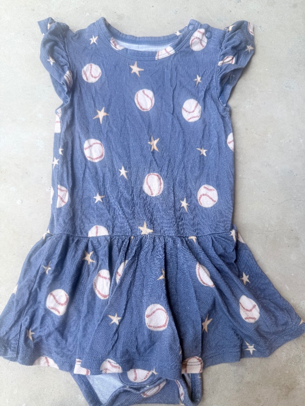 Baby Bamboo Twirl Skirted Bodysuit Baseball